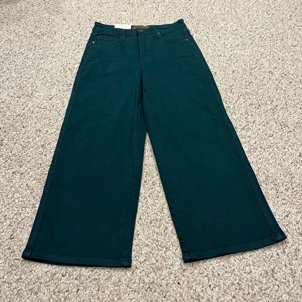 NEW Judy Blue The Real Teal Tummy Control Wide Leg Crop Jeans 7/28 Casual